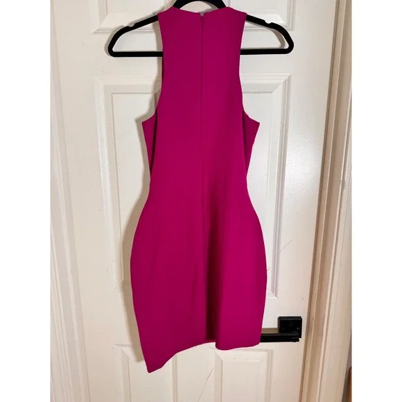 Elizabeth and James Magenta Pink Halter Neck Sheath NWT Size 4 Cocktail Mini - Picture 8 of 12
